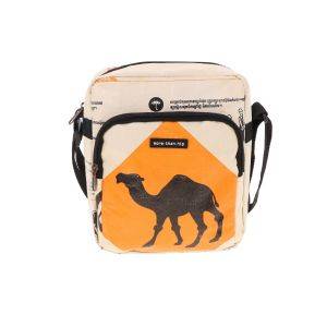 Unisex crossbody tasje van gerecyclede cementzakken - Baksey kameel 