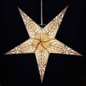 Papieren kerstster Ø60 cm met verlichting - Ganesha grijs-goud