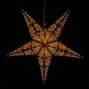 Papieren kerstster Ø60 cm incl. verlichtingskabel - Jaipur oranje/geel