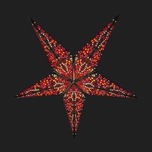 Papieren kerstster Ø60 cm incl. verlichtingskabel - Jaipur rood