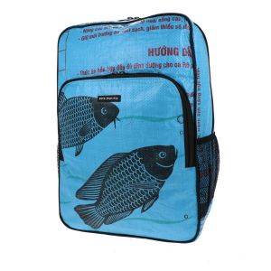 Laptop rugtas 15.6 inch van gerecyclede visvoerzakken - Trong vis blauw