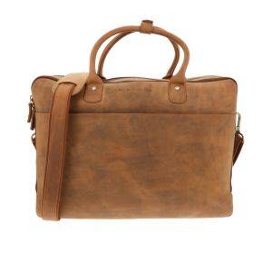 SAMPLE SALE - Ruime LUXE  laptoptas 15,6" van mat bruin vintage ecoleer 