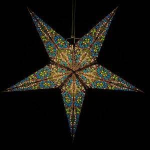 Papieren kerstster Ø60 cm met verlichting - Jaipur groen