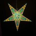 Papieren kerstster Ø60 cm met verlichting - Ganesha groen/multi
