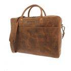 Ruime laptoptas 15,6" van mat bruin vintage ecoleer - Huckleberry