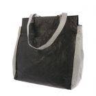Lichtgewicht vegan shopper tas met rits Fiona - zwart/grijs